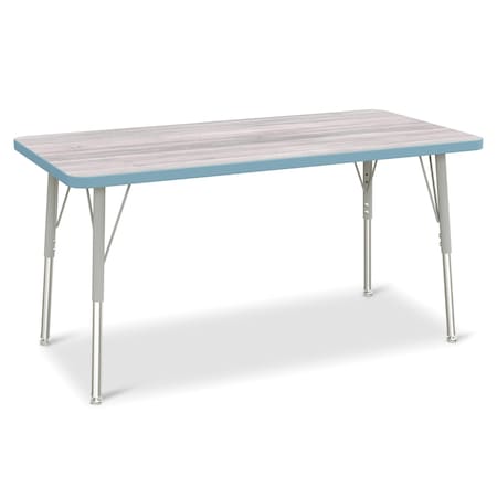 Jonti-Craft Berries Rectangle Activity Table, 24 in. x 48 in., A-height, Driftwood Gray/Coastal Blue/Gray 6403JCA452